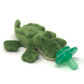 Nookums - Paci-Plushies Buddies - Alli Alligator is a soft, green alligator plush toy with an attached green pacifier, perfect for soothing babies and stylish essentials for little ones and moms.