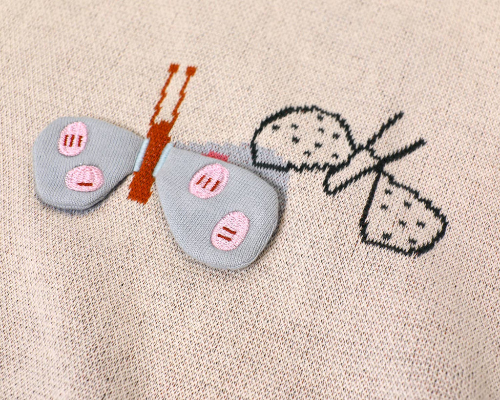 Viverano Organics - Butterfly 3D - Organic Cotton Jacquard Knit Baby Blanket: Natural