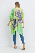 Love and Repeat - TIE-DYE OPEN FRONT KIMONO: GREEN