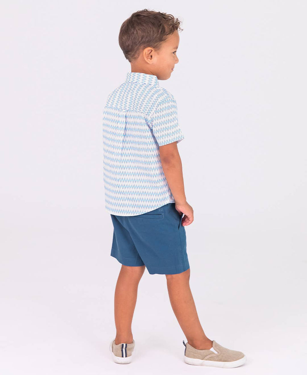 RuffleButts + RuggedButts - Boys Riding the Waves Button Collar Short Sleeve Button Down Shirt
: Blue / 2T