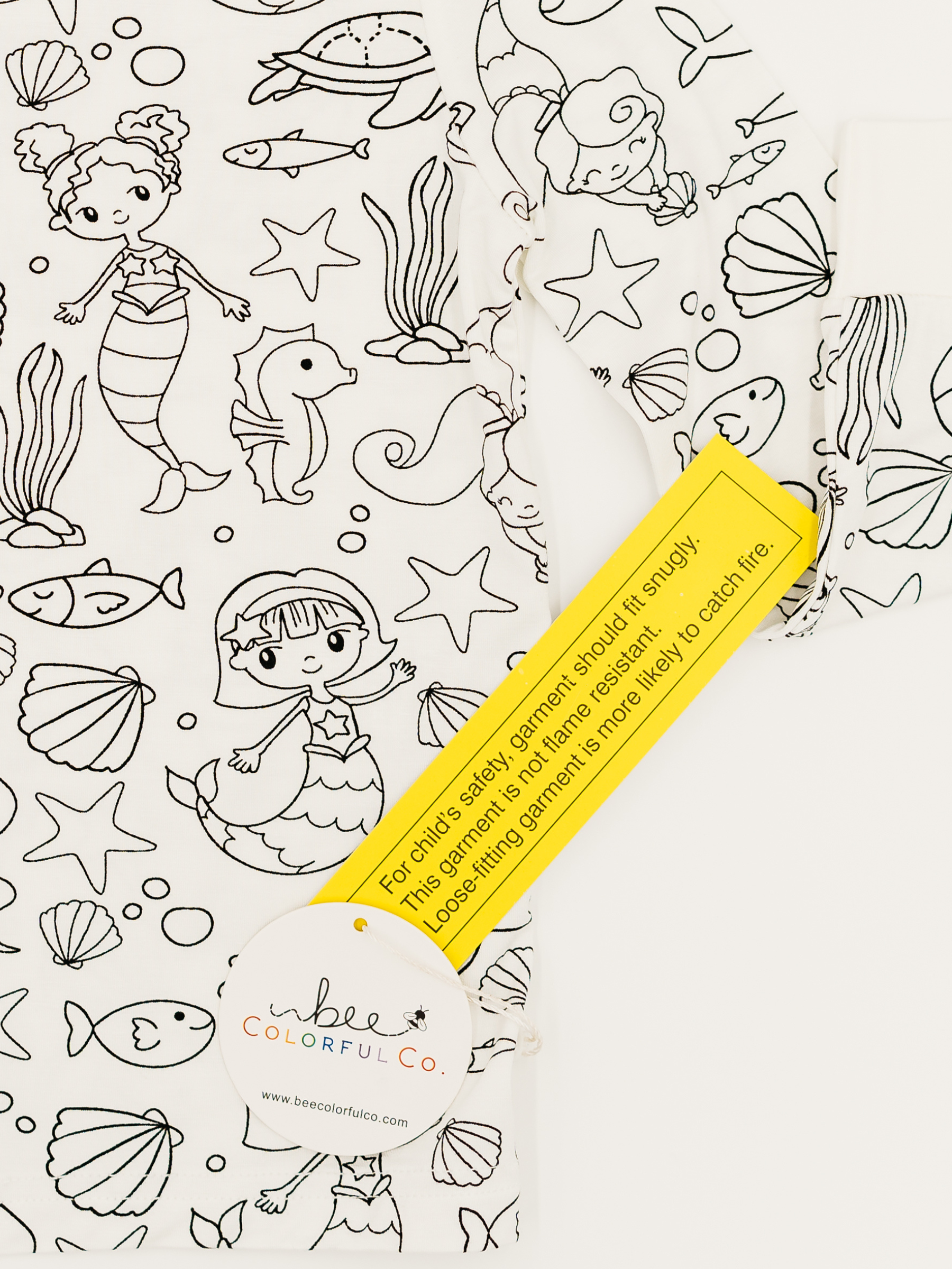 Bee Colorful Co. - Mermaid Coloring Pajamas 2 piece set made from Bamboo: 5-6Y