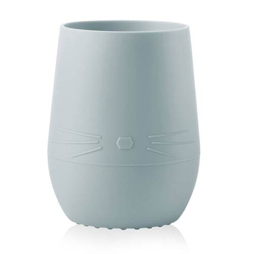 Ali+Oli - Bunny Face Silicone Open Cup for Baby & Toddler in soft blue, featuring a playful bunny face design made from safe, durable silicone perfect for stylish kids and mom life essentials.