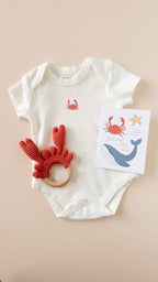 The Blueberry Hill - Onesie Crab Bodysuit Organic Cotton Nautical Ocean Baby - 0-6m