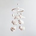 Mobile - Felt Baby - Counting Sheep featuring soft felt sheep, stars, moon, and clouds in neutral tones, designed as a cozy baby accessory for soothing nursery decor.