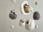 Mobile - Felt Baby - Owl hanging nursery mobile featuring soft felt owls, stars, and neutral tones, perfect for cozy baby accessories from a curated children’s boutique.