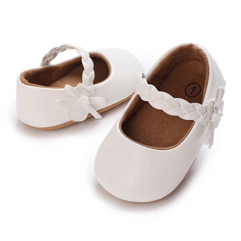 Urban Tots - Braid Strap Baby Mary Janes -  White: 0-6m