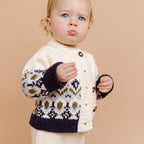 The Blueberry Hill - Fairisle Knit Cardigan, Navy | Baby Kids Fall Winter Sweater: XS; 6-12m