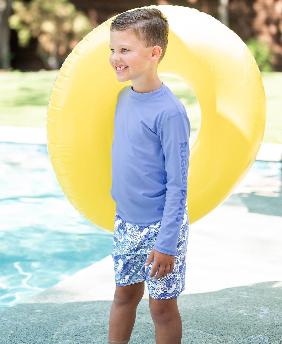 RuffleButts + RuggedButts - Boys Ocean Camo Swim Trunks
: Blue / 3T
