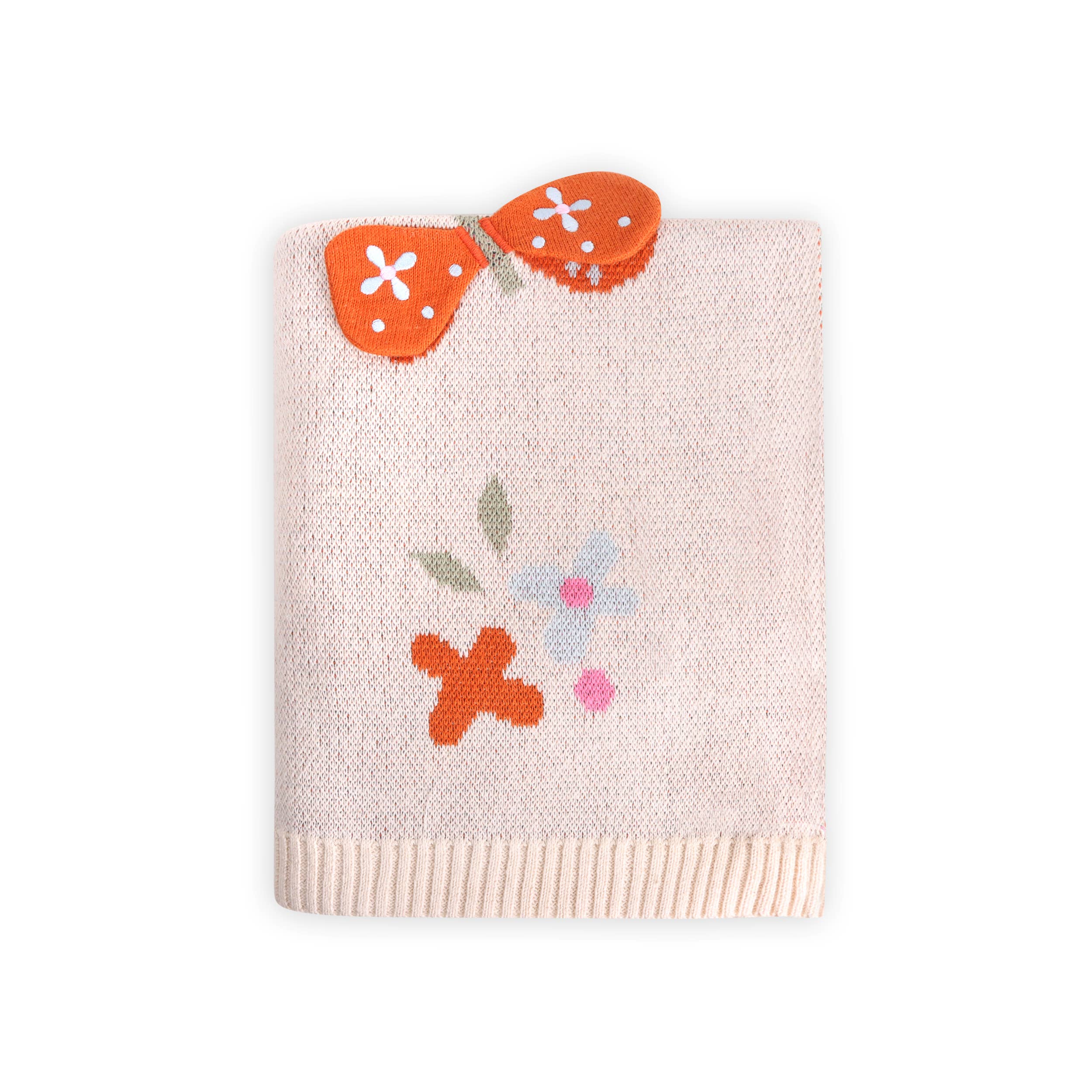 Viverano Organics - Butterfly 3D - Organic Cotton Jacquard Knit Baby Blanket: Natural