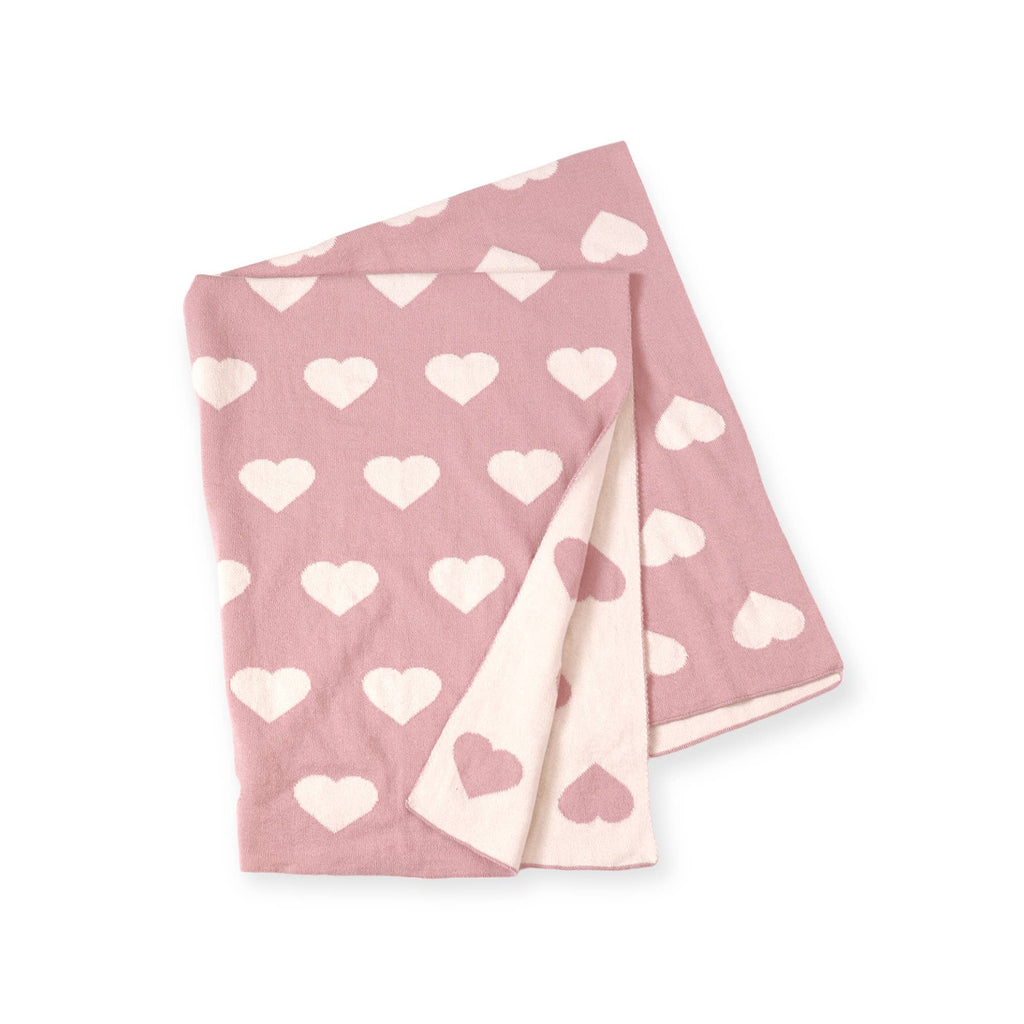 Viverano Organics - Hearts Reversible Sweater Knit Baby Blanket Organic Cotton