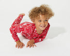 Bellabu Bear - Polar Isle Red Bamboo Kids Christmas Two-Piece Set: 4T