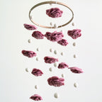Mobile - Felt Baby - Blush Rose Flower hanging mobile with soft blush rose felt flowers and white balls, a stylish essential for modern nurseries and baby accessories.