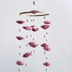 Mobile - Felt Baby - Blush Rose Flower baby mobile featuring soft felt flowers and balls in blush and cream, perfect for modern nurseries and cozy baby essentials.