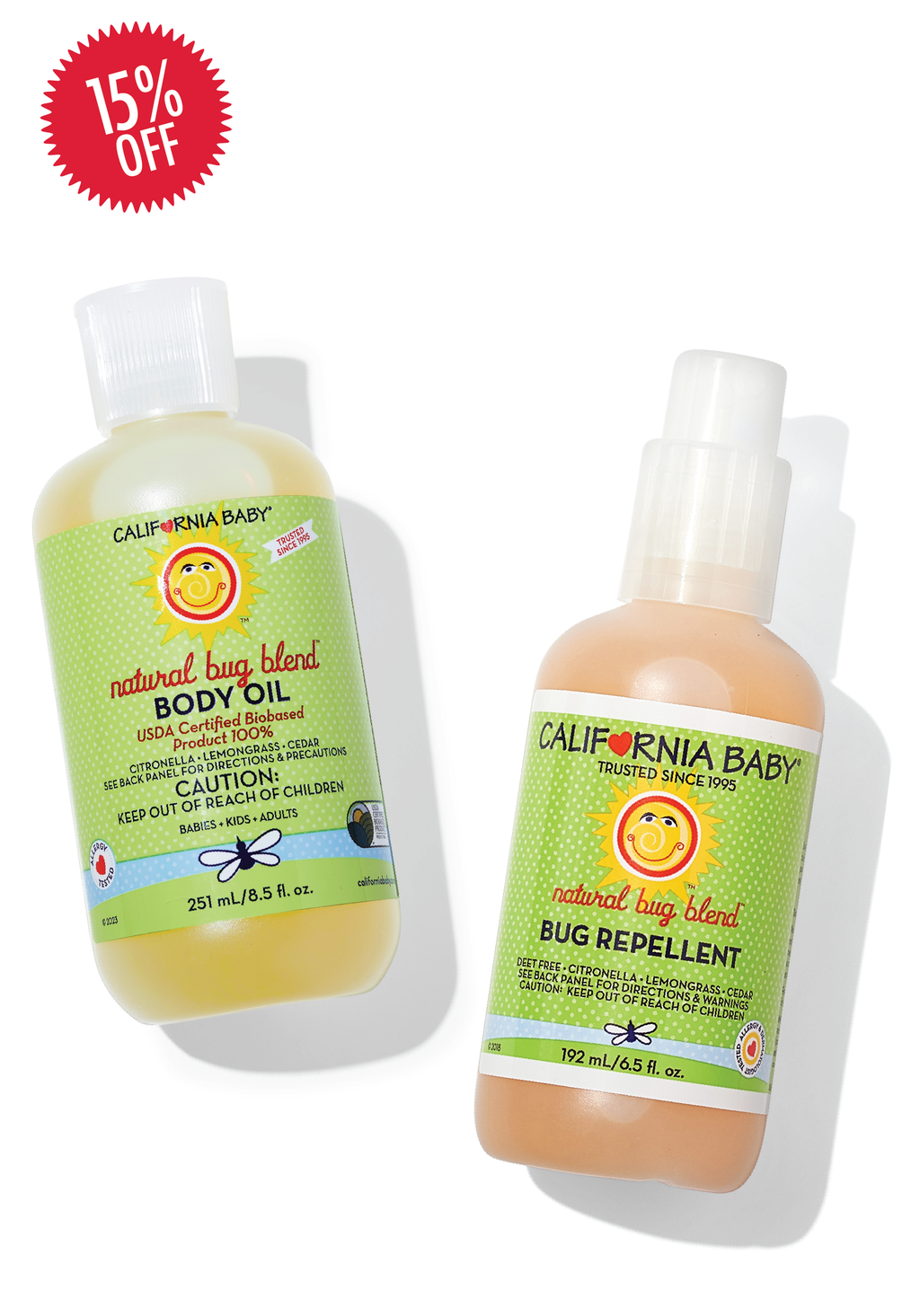 California Baby - Natural Bug Blend™ Body Oil 8.5oz Bug Oil + 6.5oz Bug Spray