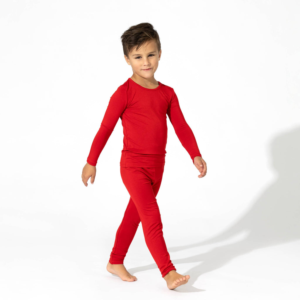 Bellabu Bear - Winterberry Red Bamboo Kids Pajamas: 3T