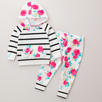 Fennco Styles - White Multi Striped Baby Hoodie and Pants : 6-12m