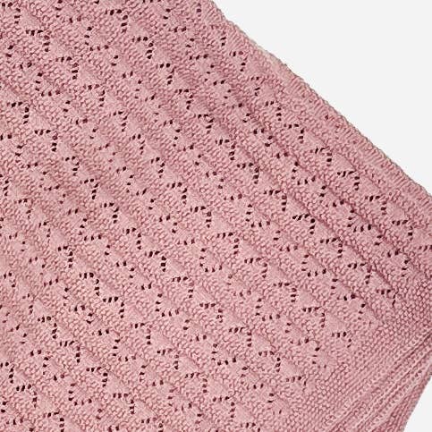 Viverano Organics - Pointelle Sweater Knit Baby Blanket (Organic Cotton): Vintage Rose in soft, breathable organic cotton with a delicate knit pattern, perfect cozy baby essential from a curated children’s boutique.