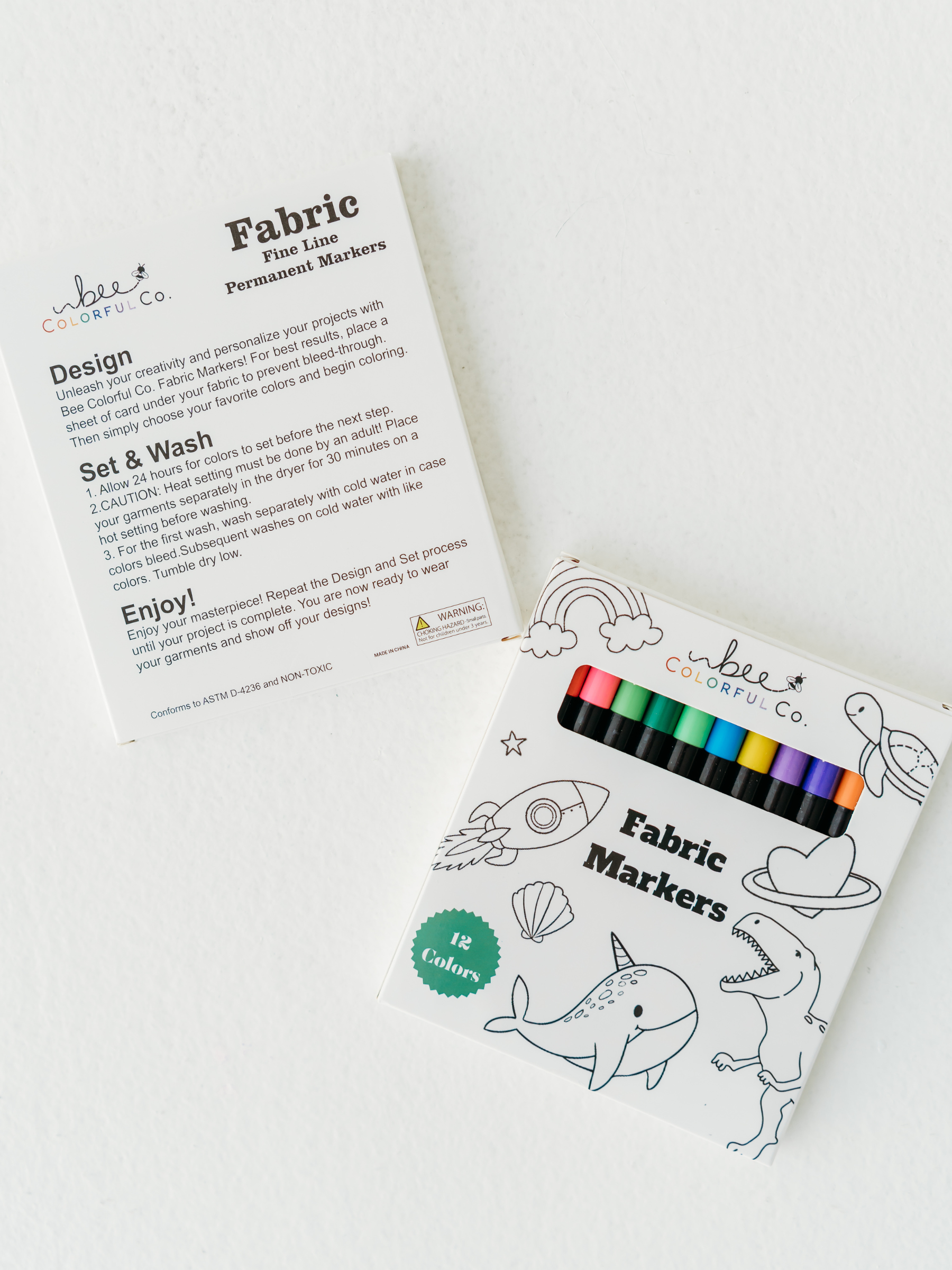 Bee Colorful Co. - Fabric Markers Set for Customizing Coloring Pajamas