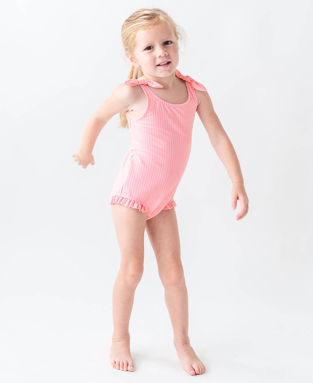 RuffleButts + RuggedButts - Girls Pink Tie Shoulder One Piece Swimsuit
: Pink / 12-18m