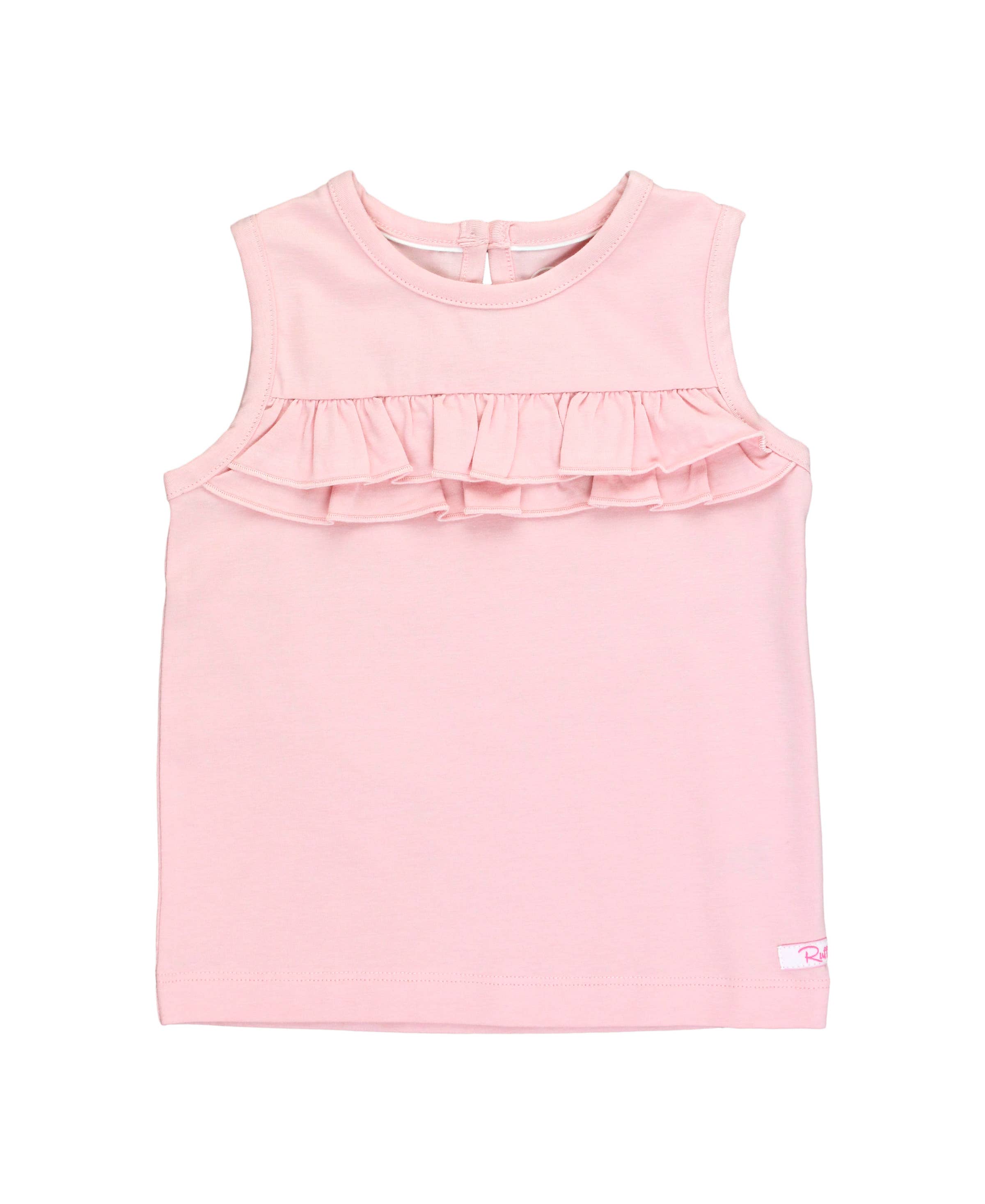 RuffleButts + RuggedButts - Girls Pink Knit Ruffle Trim Tank
: Pink / 3-6m