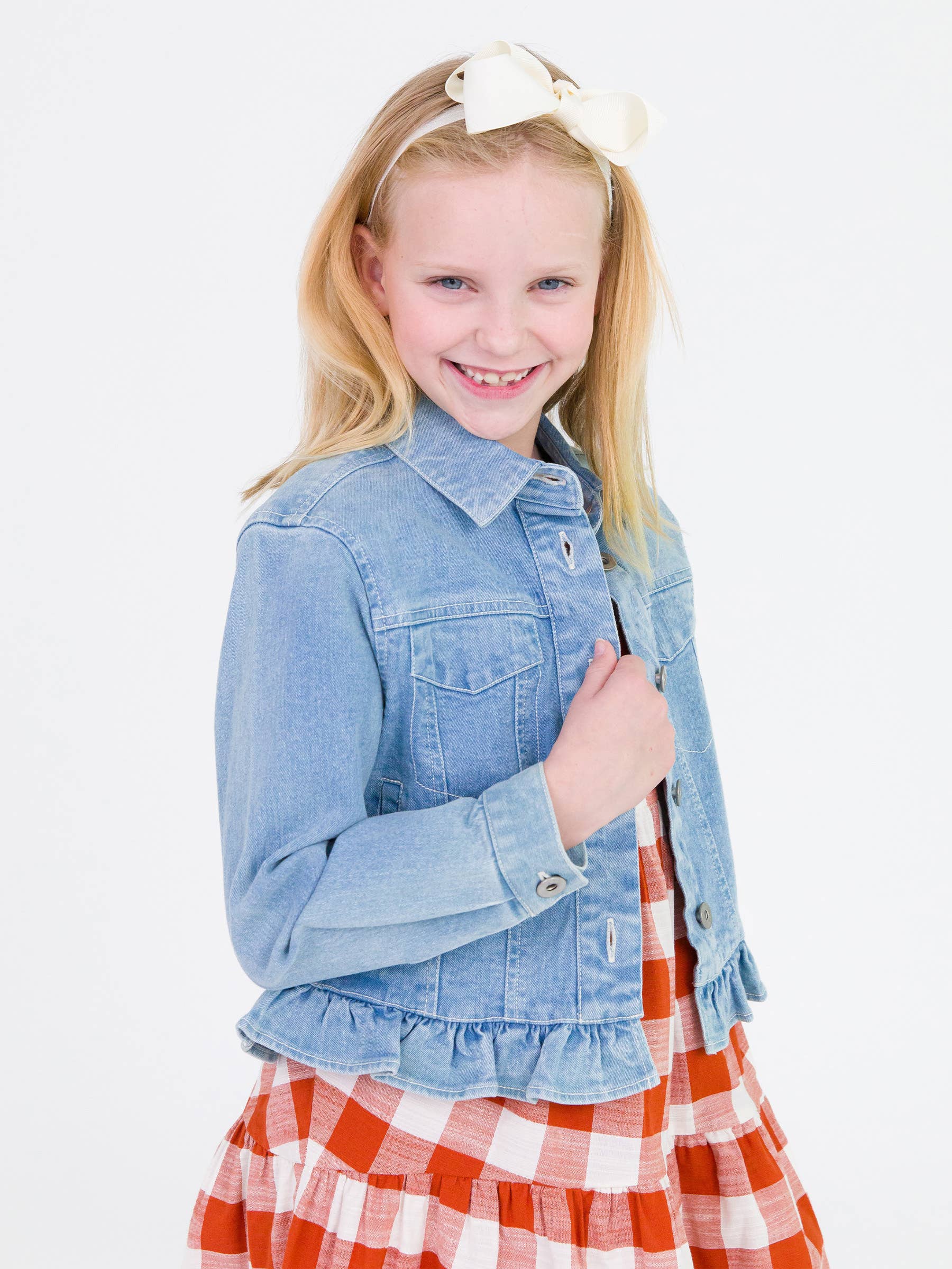 RuffleButts + RuggedButts - Girls Light Wash Jacket
: Blue / 4T