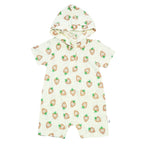 babysoy Inc - Babysoy Short Sleeve Hoodie Romper: Strawberries / 0-3m