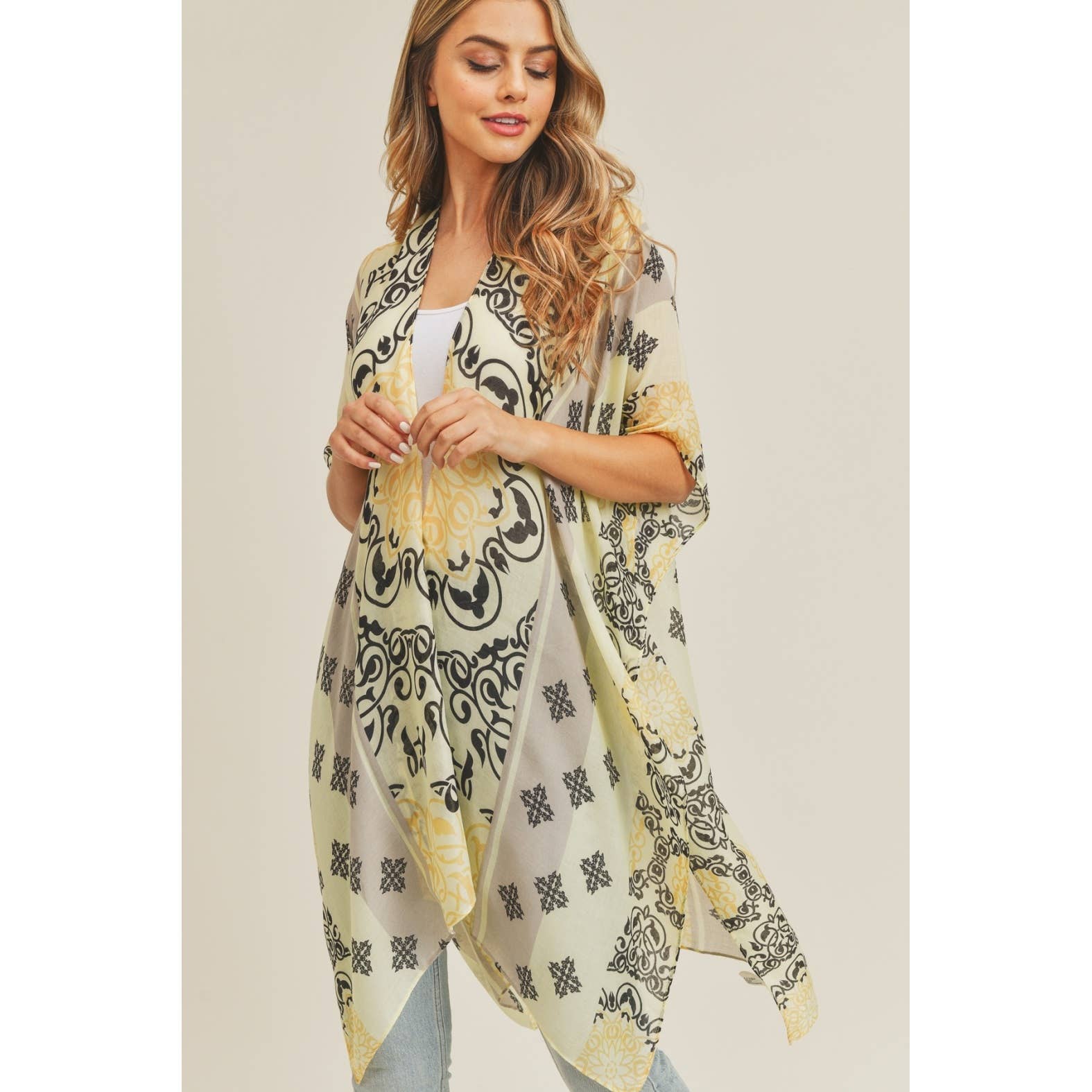 Love and Repeat - BOHEMIAN PATTERN KIMONO: LIME