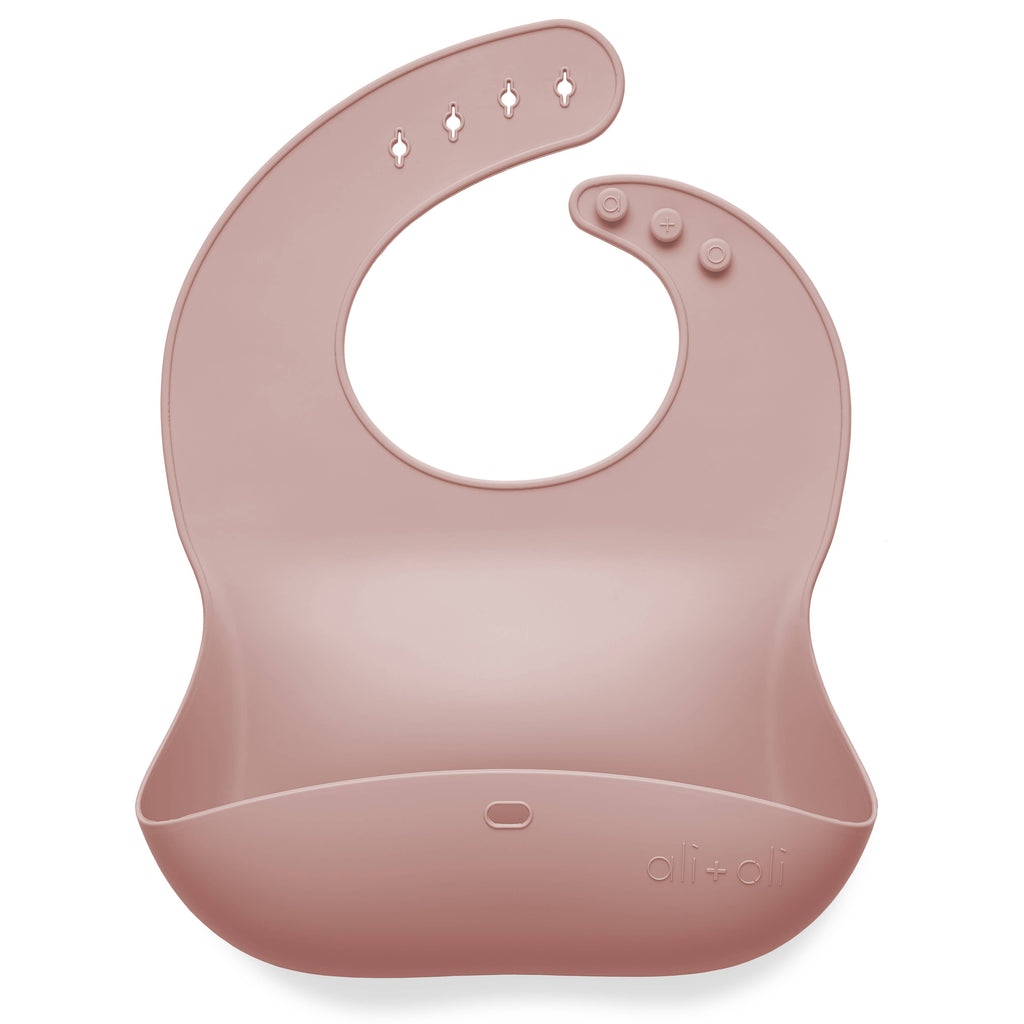 Ali+Oli - Silicone Baby Bib Roll Up & Stay Closed (Blush)