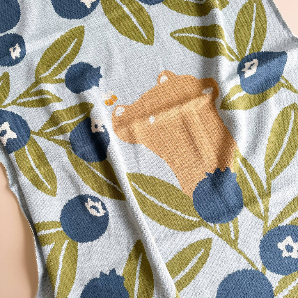 The Blueberry Hill - Blanket Blueberry Bear Bee Organic Cotton Spring Baby Decor
