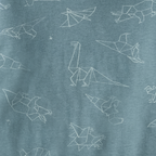 Close-up of soft blue fabric featuring white origami dinosaur line drawings, part of the Burt's Bees Baby - Origami Dinos Boy Tee & Shorts Set, perfect for a cozy baby boutique collection.