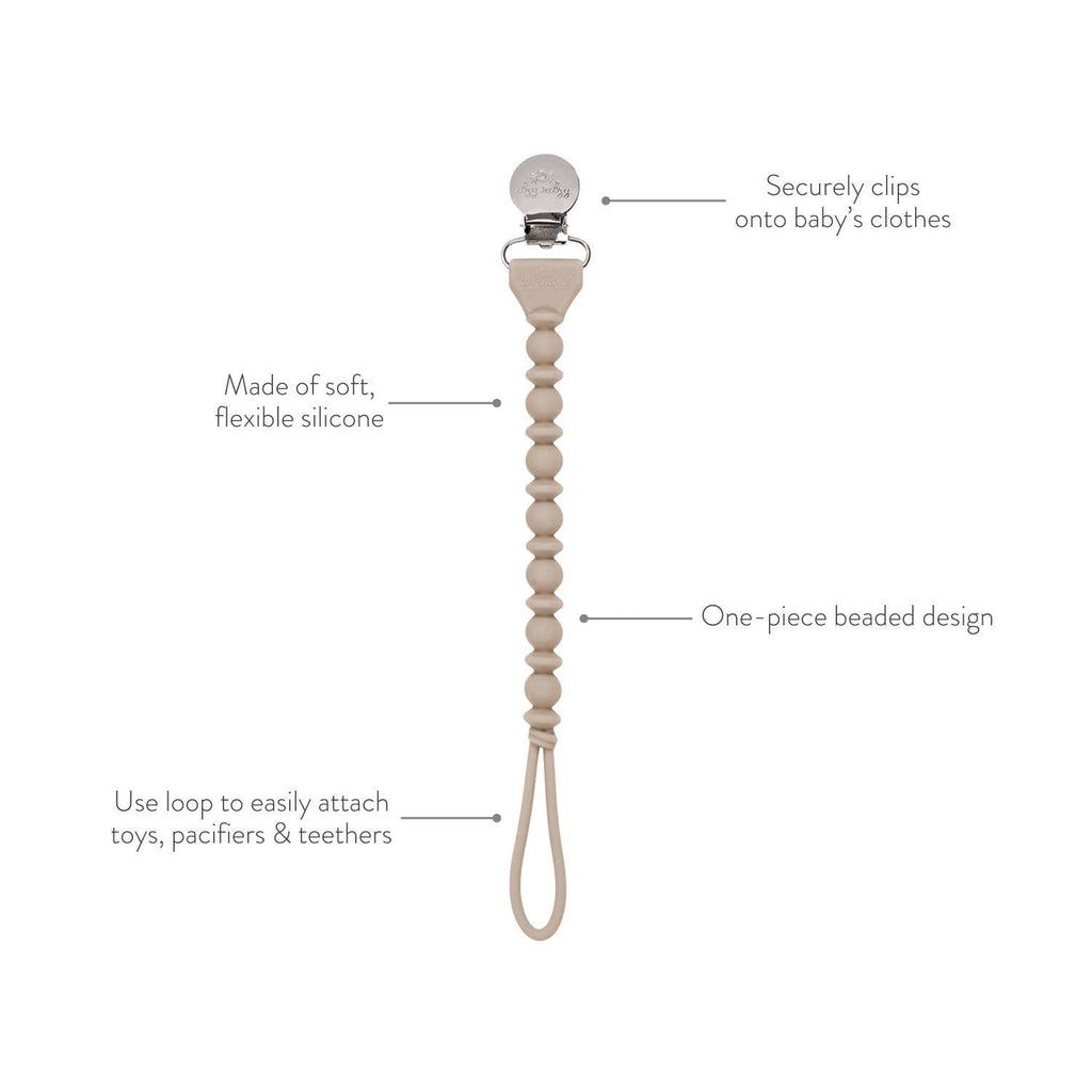 Itzy Ritzy - Sweetie Strap™ Silicone One-Piece Pacifier Clips: Toast