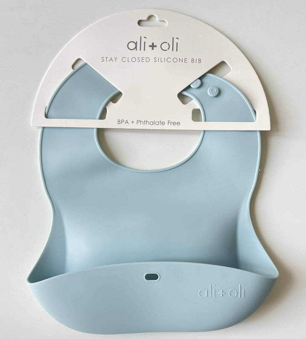 Ali+Oli - Silicone Baby Bib Roll Up & Stay Closed - (Sky)