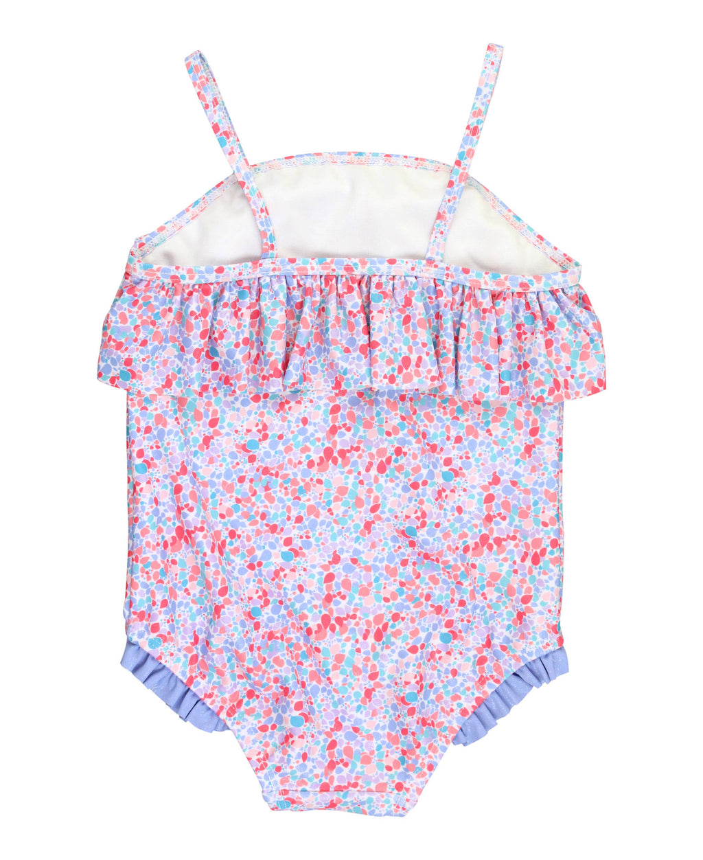 RuffleButts + RuggedButts - Girls Sparkle Shimmer On Single Ruffle One Piece Swimsuit: Blue / 12-18m