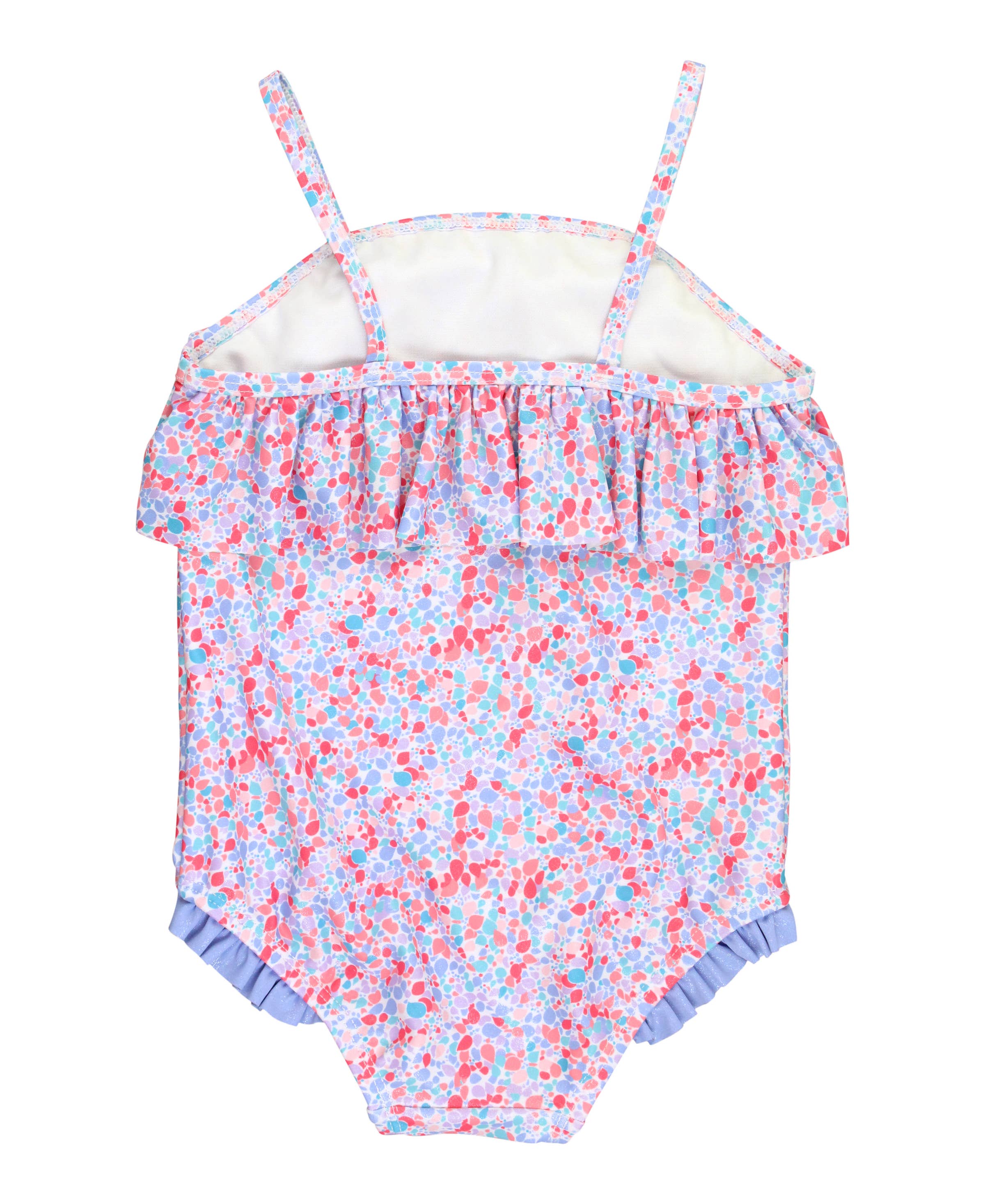 RuffleButts + RuggedButts - Girls Sparkle Shimmer On Single Ruffle One Piece Swimsuit: Blue / 12-18m