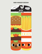 Pals Socks - Burger & Fries - Fun Mismatched Non-Slip Socks for Kids: Ages 9-12