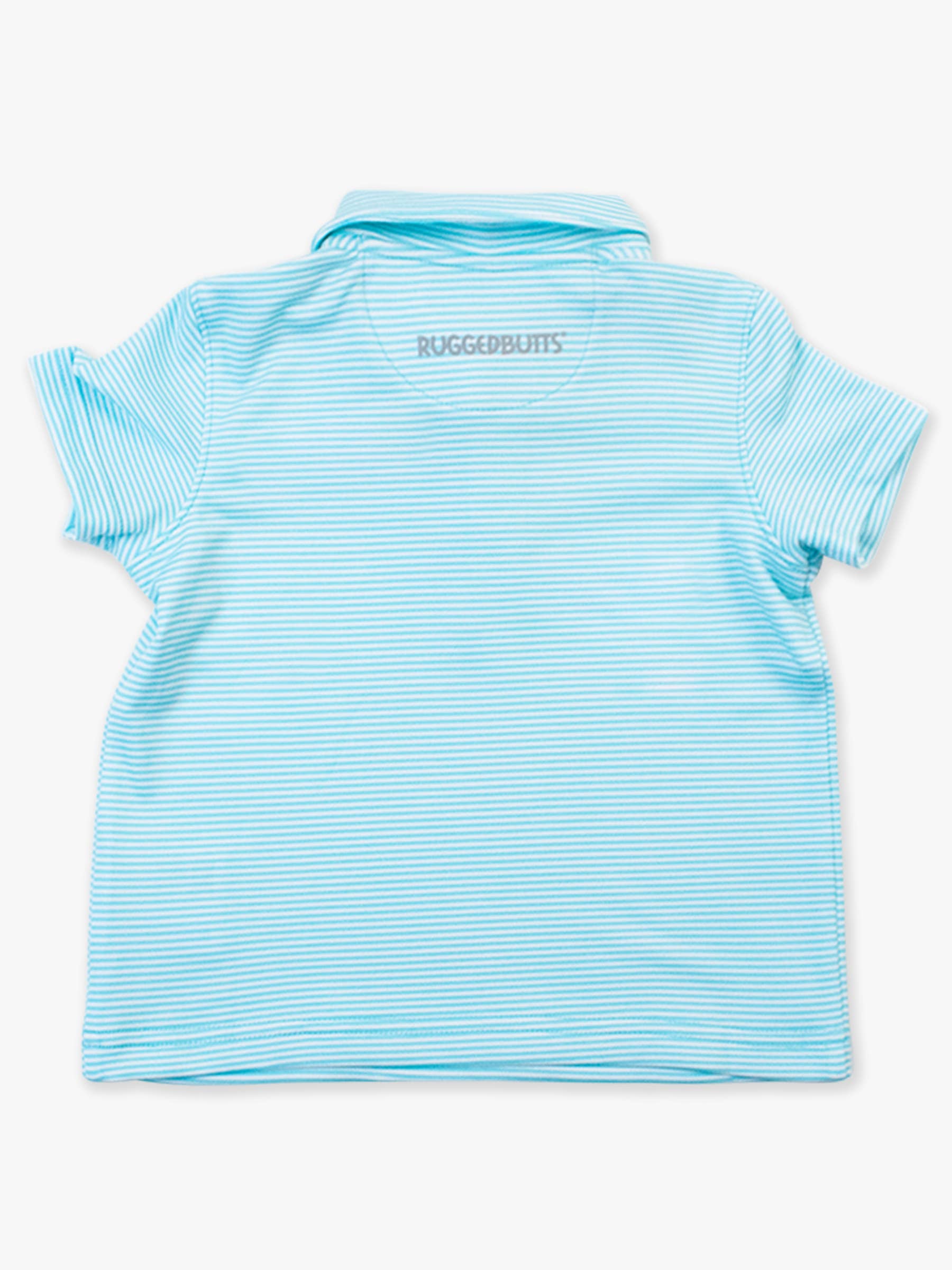 RuffleButts + RuggedButts - Boys Bright Aqua Micro Stripe Knit Short Sleeve Performance Polo
: Blue / 6-12m