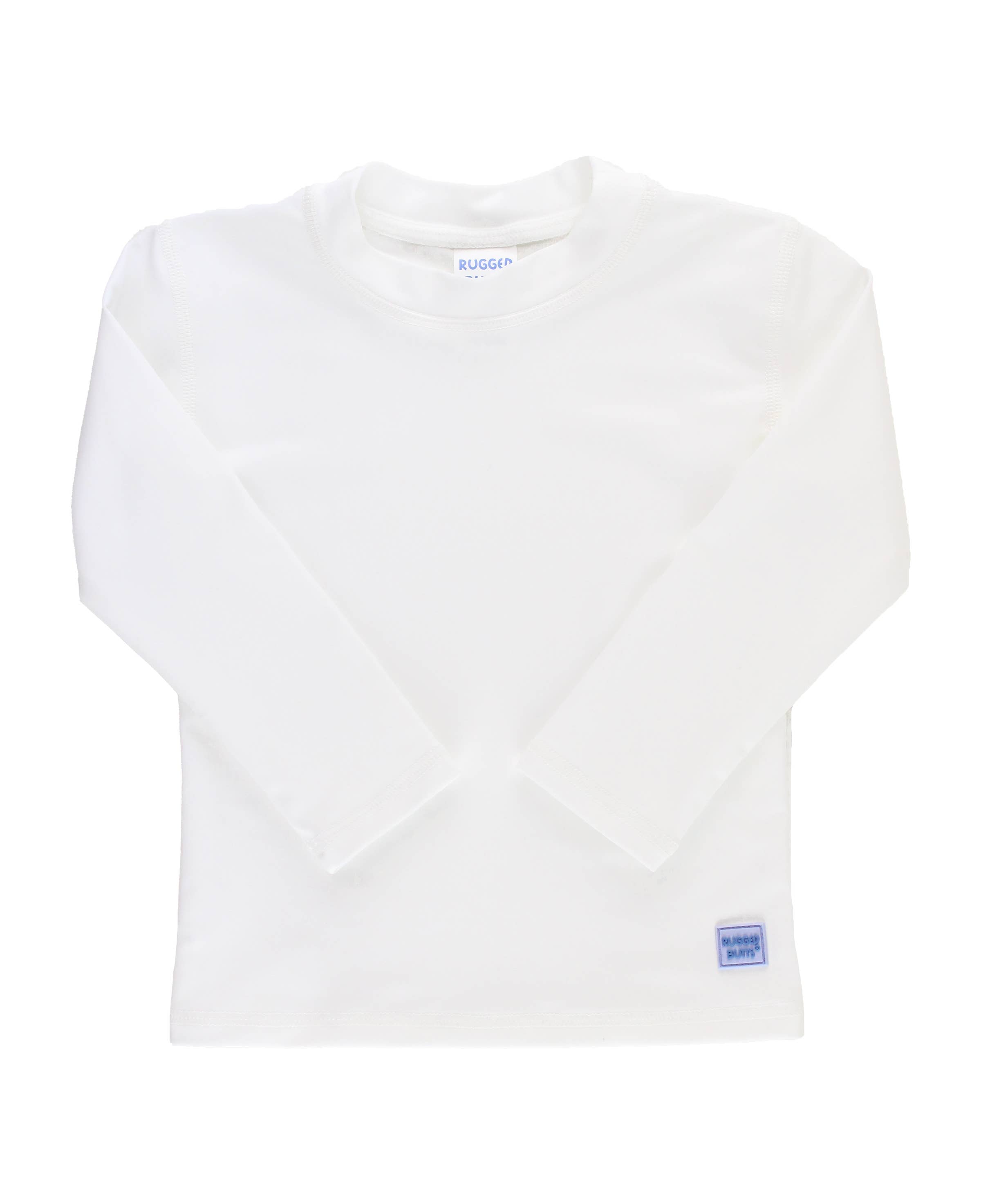 RuffleButts + RuggedButts - Boys White Long Sleeve Rash Guard
: White / 18-24m