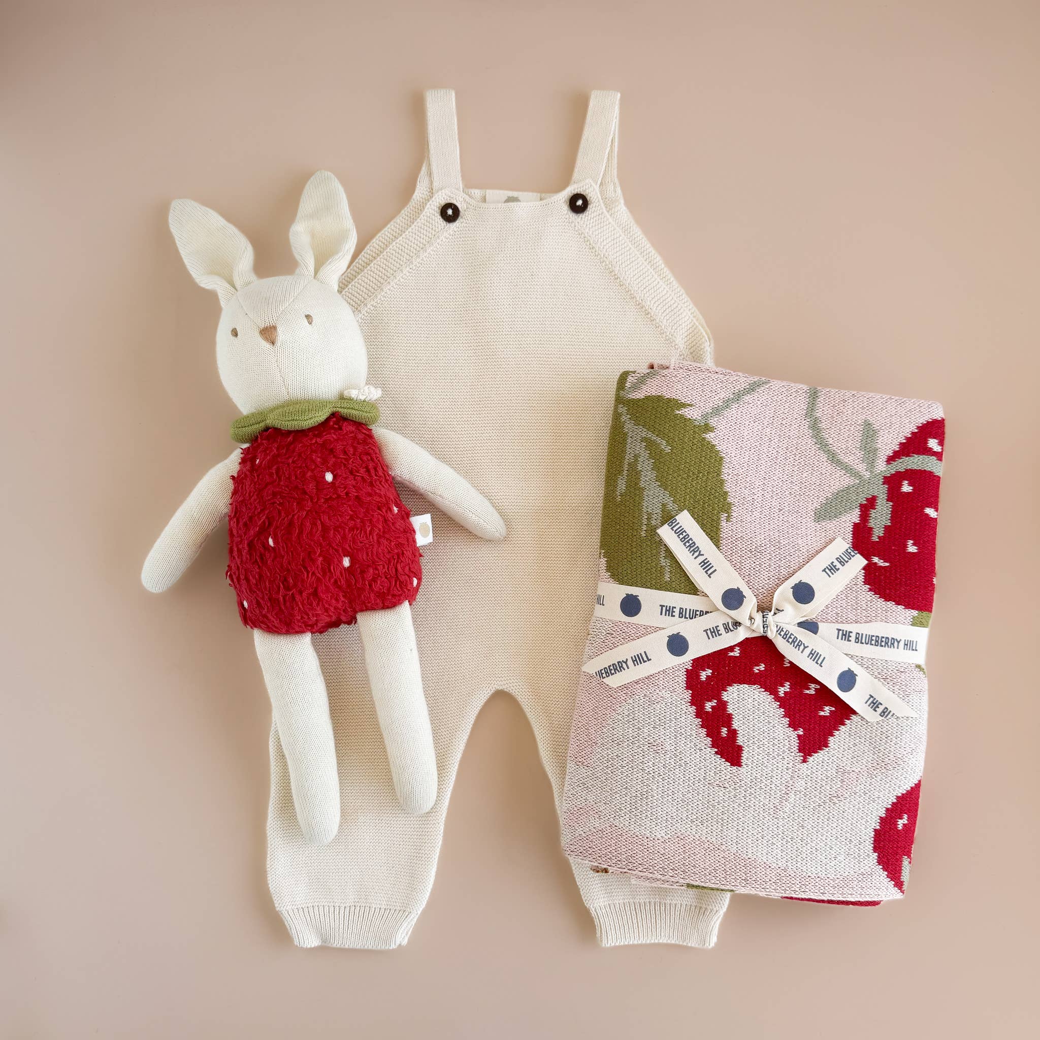 The Blueberry Hill - Blanket Strawberry Bunny Organic Baby Decor Spring Summer: Blush