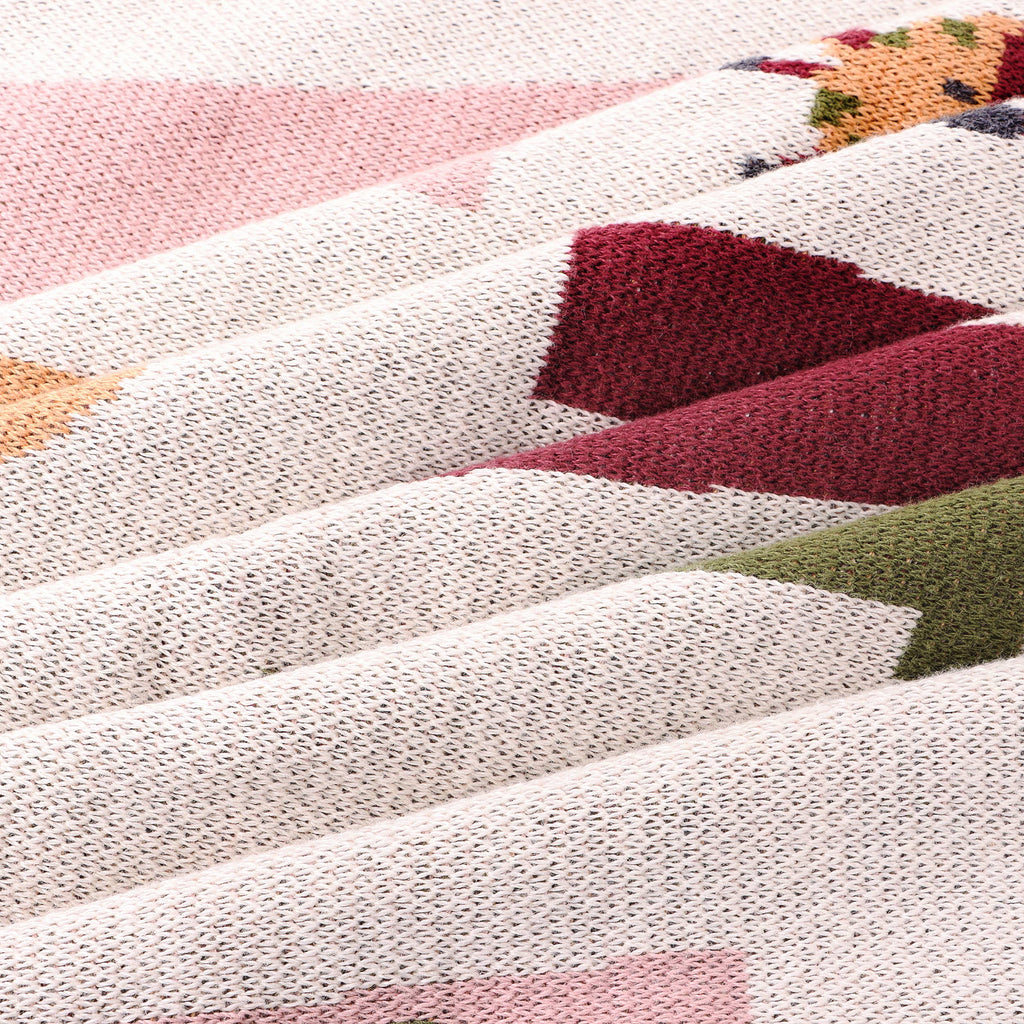 Viverano Organics - Alphabet Blush - Organic Jacquard Sweater Knit Baby Blanket: Natural/Pink / One Size