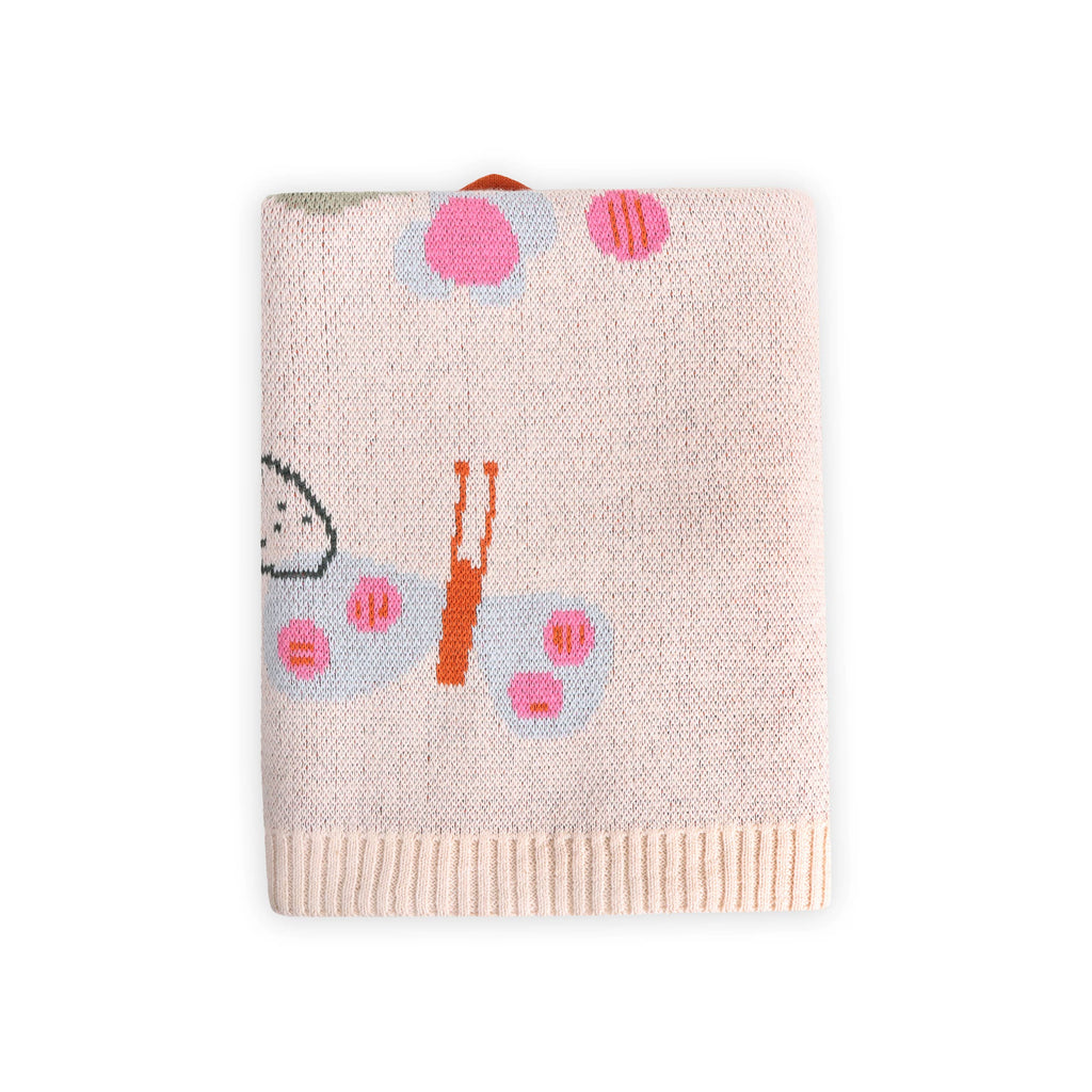 Viverano Organics - Butterfly 3D - Organic Cotton Jacquard Knit Baby Blanket: Natural