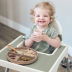 Ali+Oli - Baby Plate with Suction and  Divided Portions (Oatmeal)