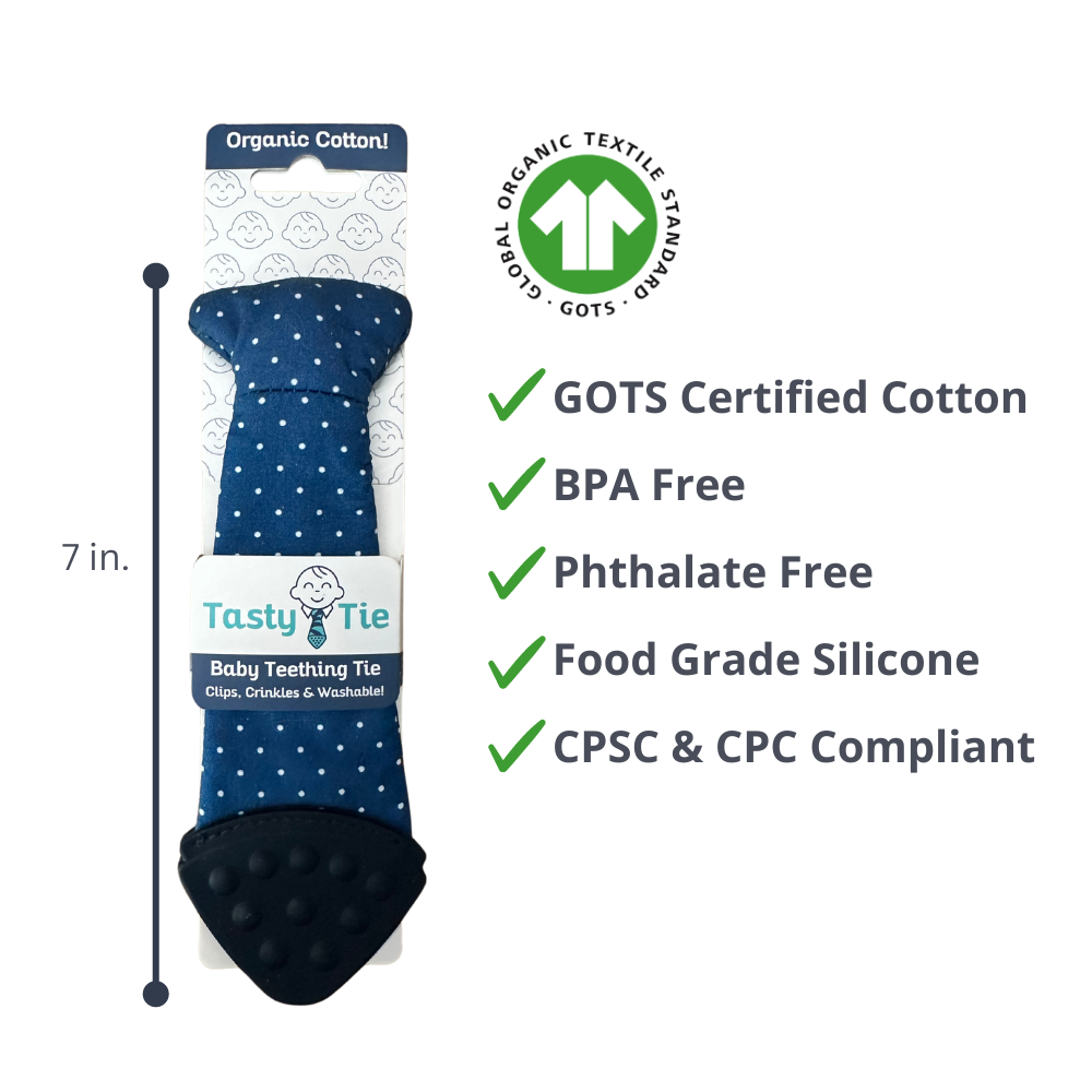Tasty Tie® - Tasty Tie Teether, Crinkle Toy, Baby Boy Gift: Polkadot