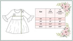 Measurement chart for a children's dress with floral decorations