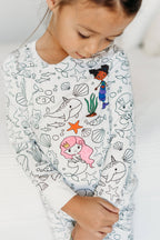 Bee Colorful Co. - Mermaid Coloring Pajamas 2 piece set made from Bamboo: 2T