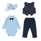 Fennco Styles - Baby Boy Blue Tuxedo 4pcs Formal Wear Outfit: 18-24m