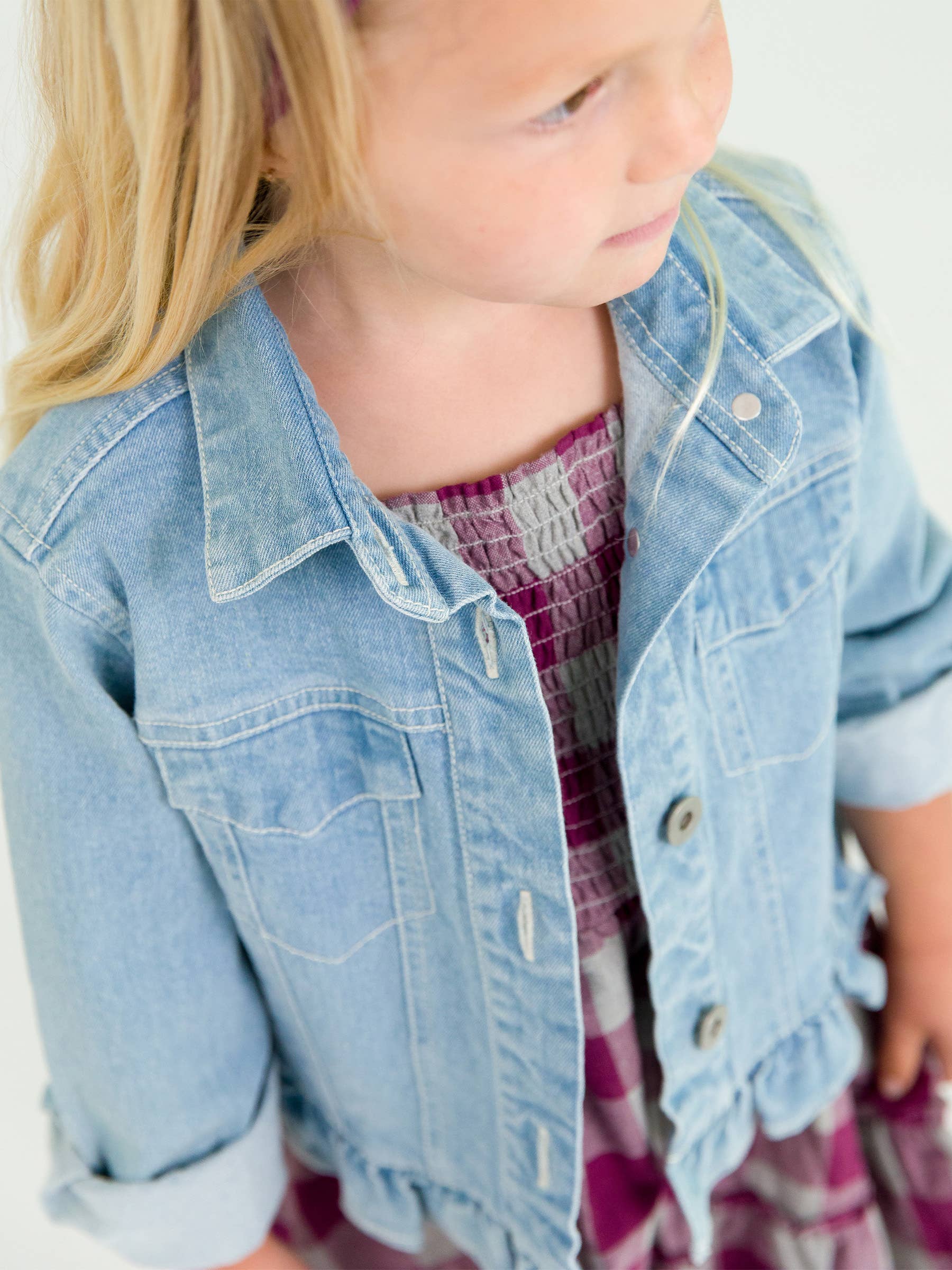 RuffleButts + RuggedButts - Girls Light Wash Jacket
: Blue / 3T