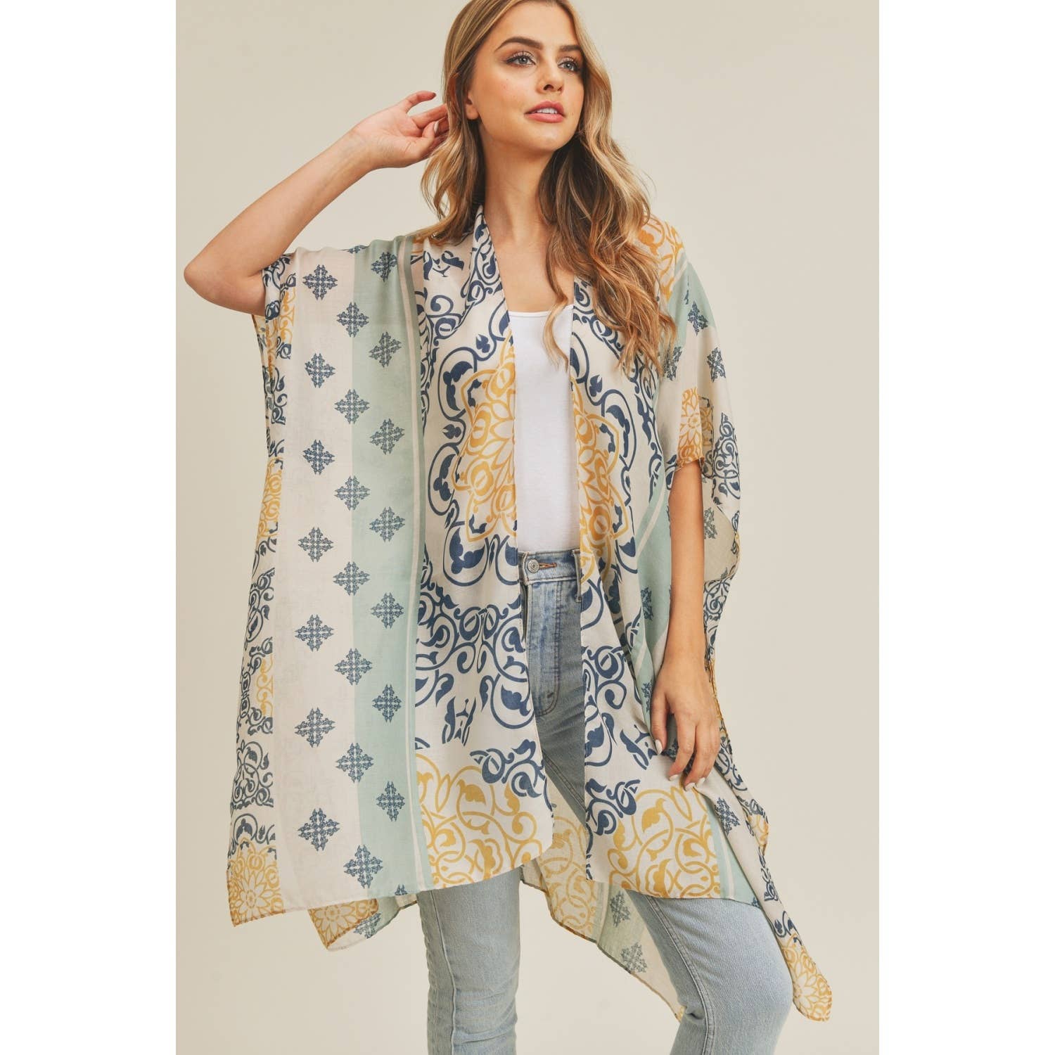 Love and Repeat - BOHEMIAN PATTERN KIMONO: LIME