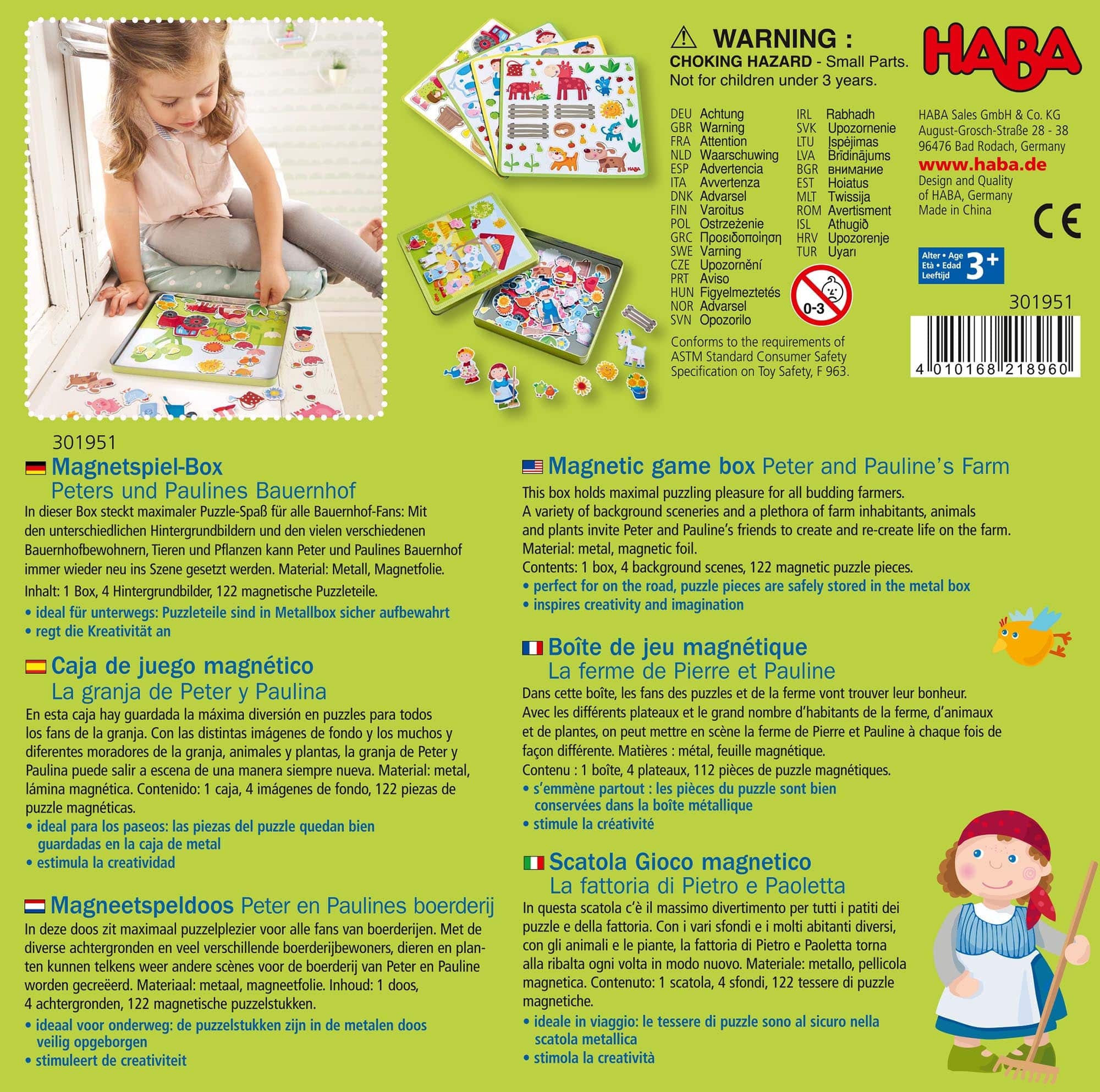Peter and Pauline's Farm Magnetic Game featuring colorful magnetic puzzle pieces of animals, plants, and farm elements, designed for creative and educational play.