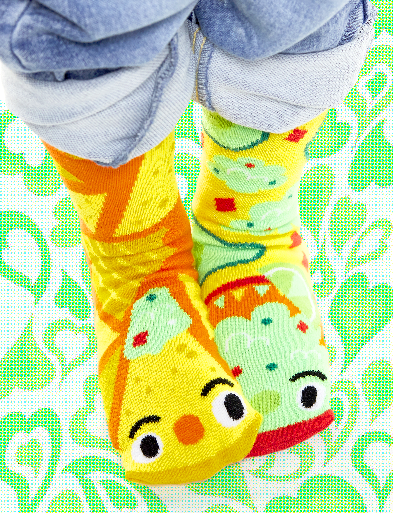 Pals Socks - Chips & Guac Mismatched Non-Slip Kids Socks: Ages 9-12