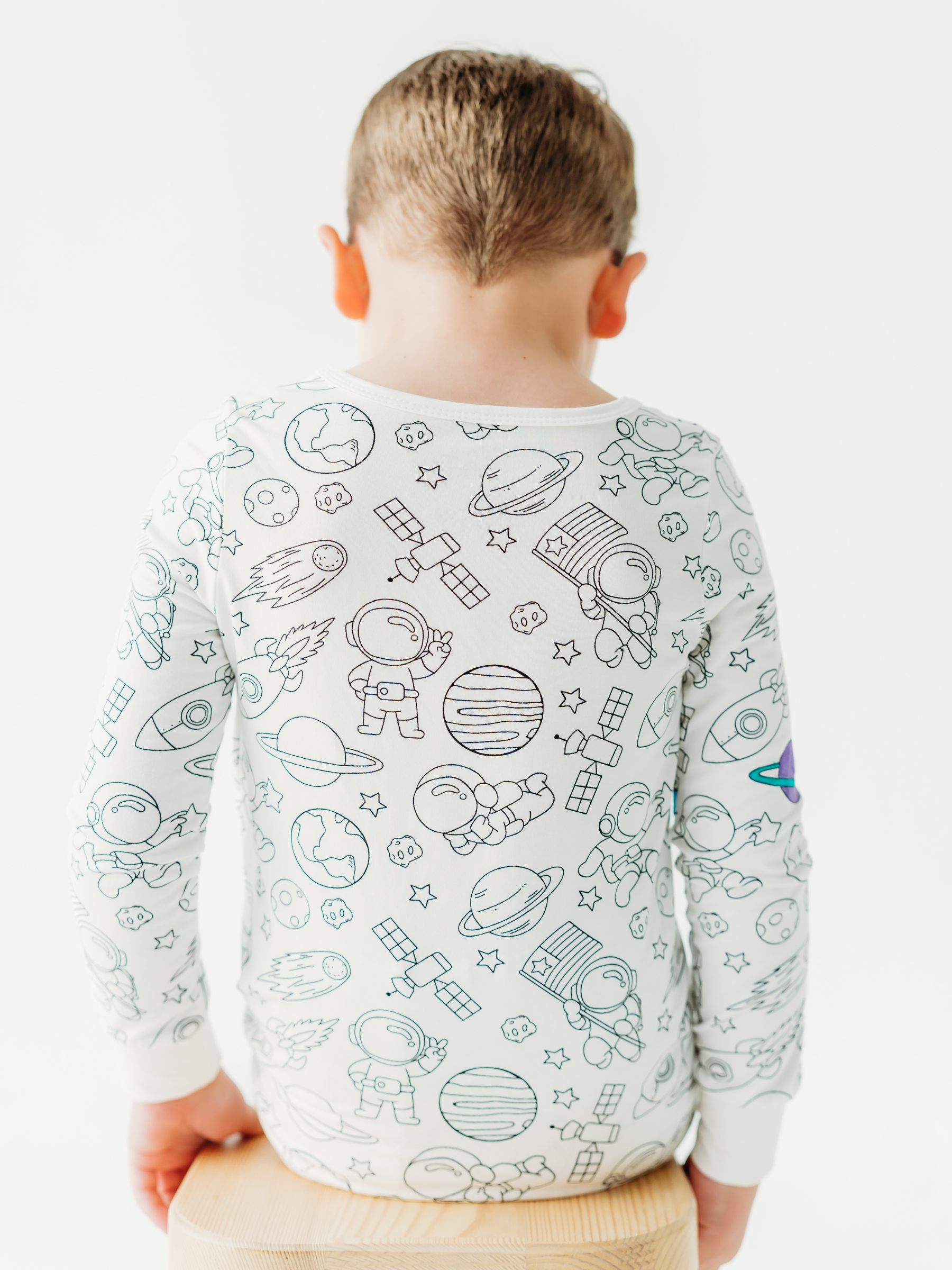 Bee Colorful Co. - Space Coloring Pajamas 2 piece set made from Bamboo: 3T